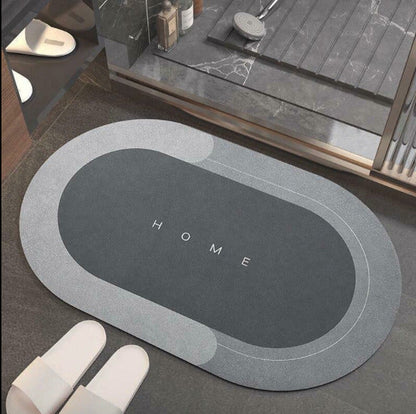Oval Bath Mat With Non-Slip Absorbent Surface