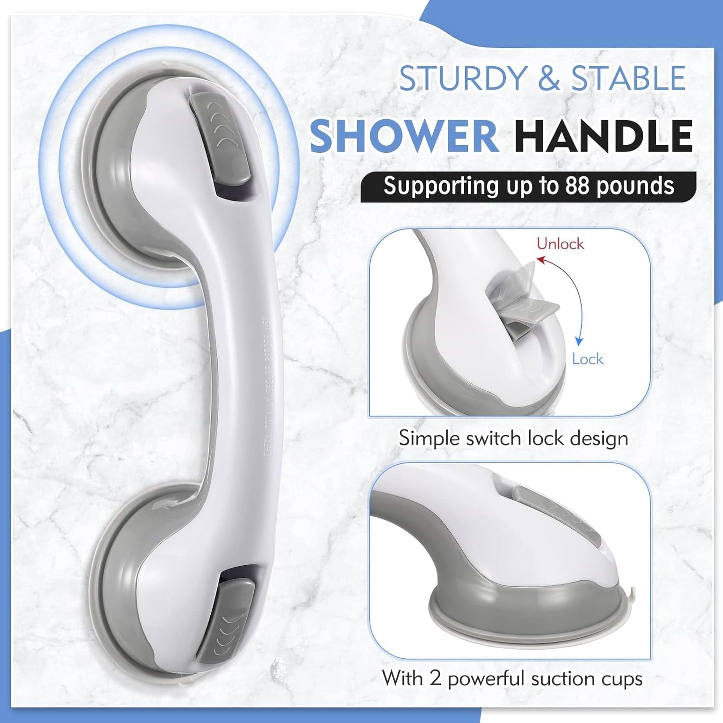 Suction Cup Grab Bar with Ergonomic Grip