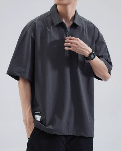 Oversized Zipper Polo