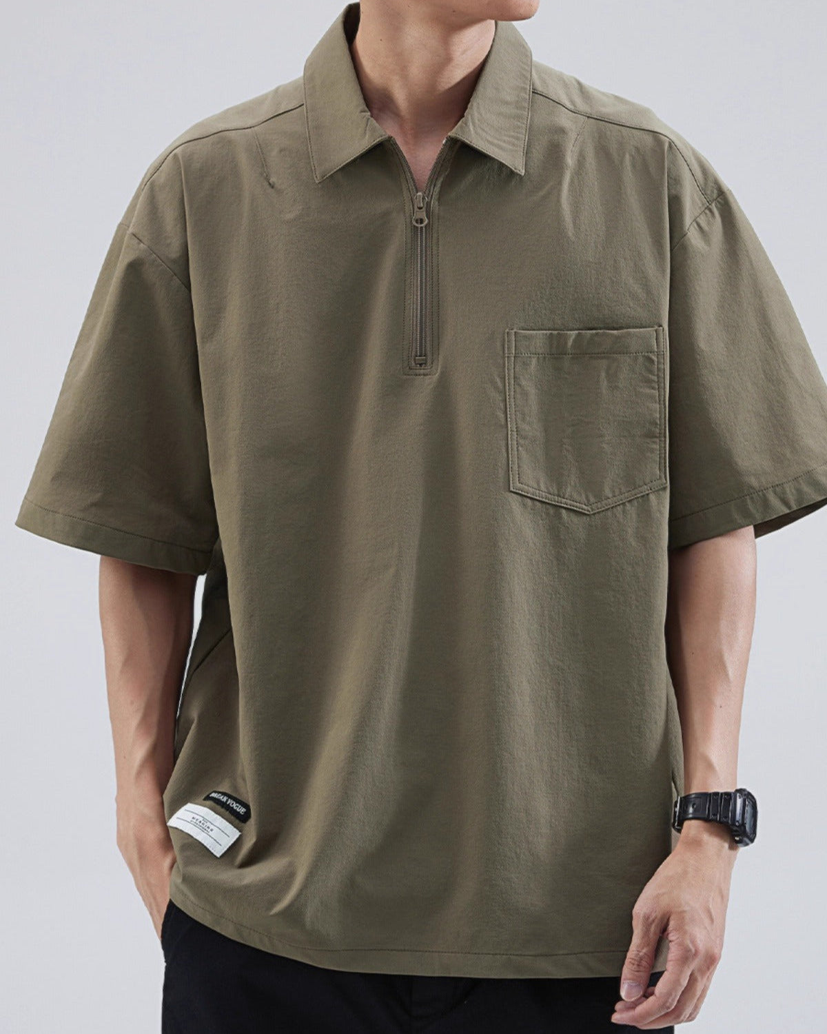 Oversized Zipper Polo