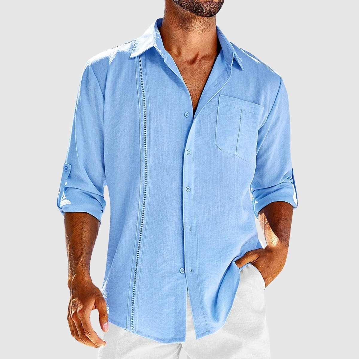 Jack Washington Relaxed Button-Down Shirt with Embroidered Panel
