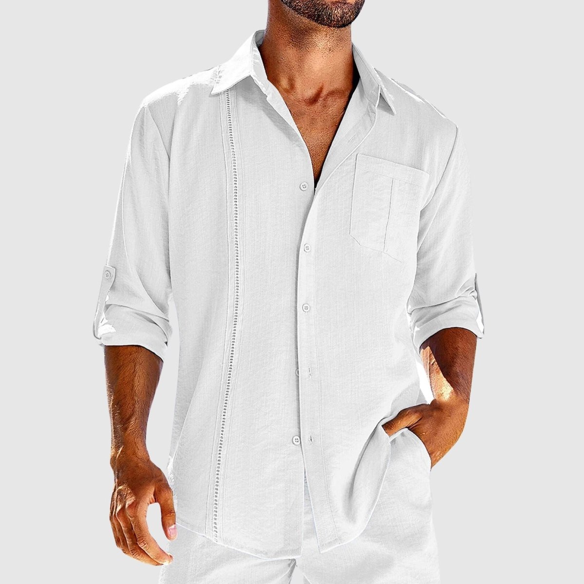 Jack Washington Relaxed Button-Down Shirt with Embroidered Panel