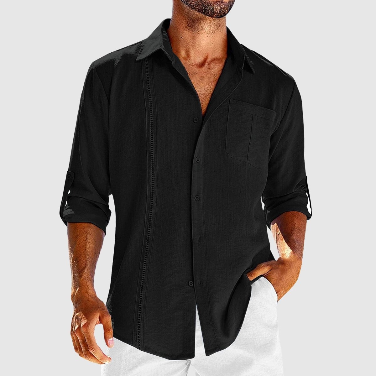 Jack Washington Relaxed Button-Down Shirt with Embroidered Panel