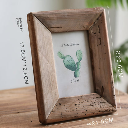 Rustic Wood Photo Frame With Distressed Texture