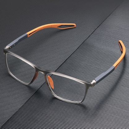 Freddie Two-Tone Rectangular Glasses – Textured Grip Modern Design