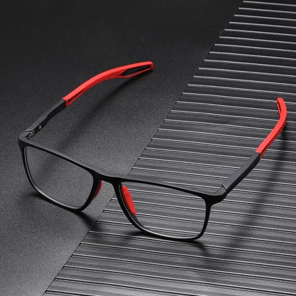 Freddie Two-Tone Rectangular Glasses – Textured Grip Modern Design