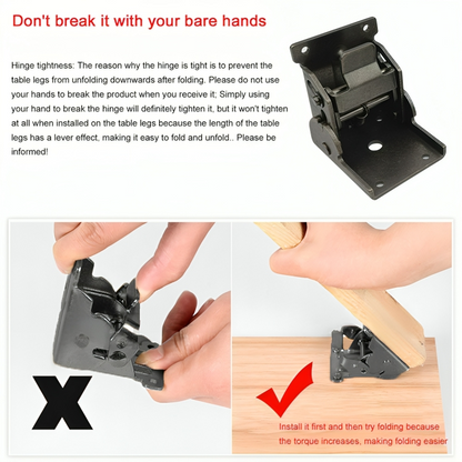 FlexiFix™ | 90-degree self-locking folding steel furniture hinges (x2)