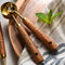 Rustic Wood and Brass Measuring Spoon Set