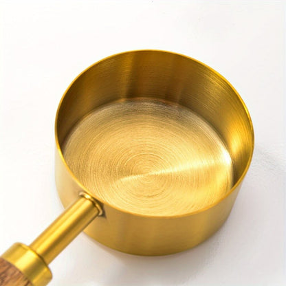 Rustic Wood and Brass Measuring Spoon Set