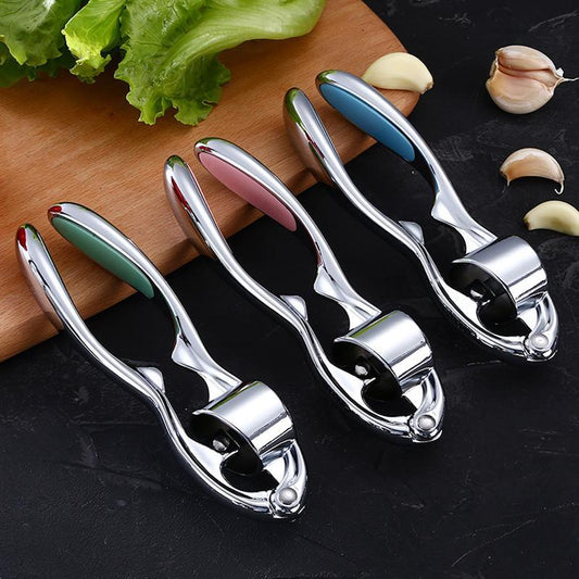 Modern Zinc Alloy Garlic Press with Ergonomic Handles