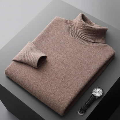 Theodore Regular Fit Ribbed Turtleneck Sweater | Solid Hip-Length Sweater