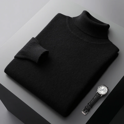 Theodore Regular Fit Ribbed Turtleneck Sweater | Solid Hip-Length Sweater