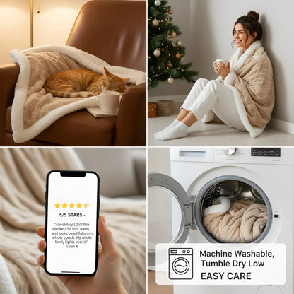 Contemporary Sherpa Throw Blanket with Diamond Texture