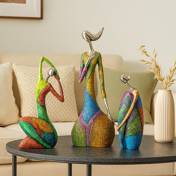 Abstract Resin Sculpture With Metallic Details